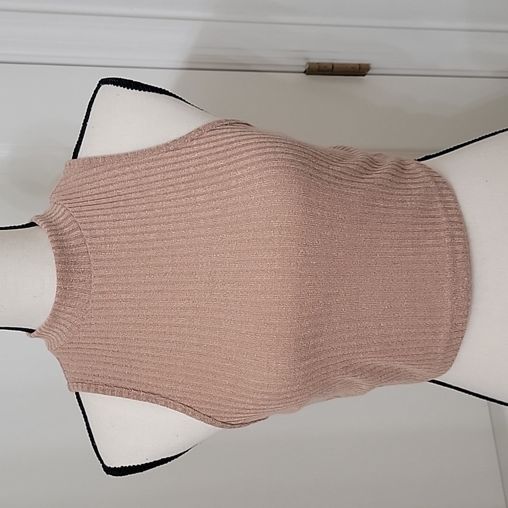 Shein Size L Flesh Colored Knit Cropped Sleeveless Mock Neck Top, Exc. Cond.